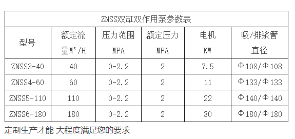 ZNSS双缸双作用泵参数